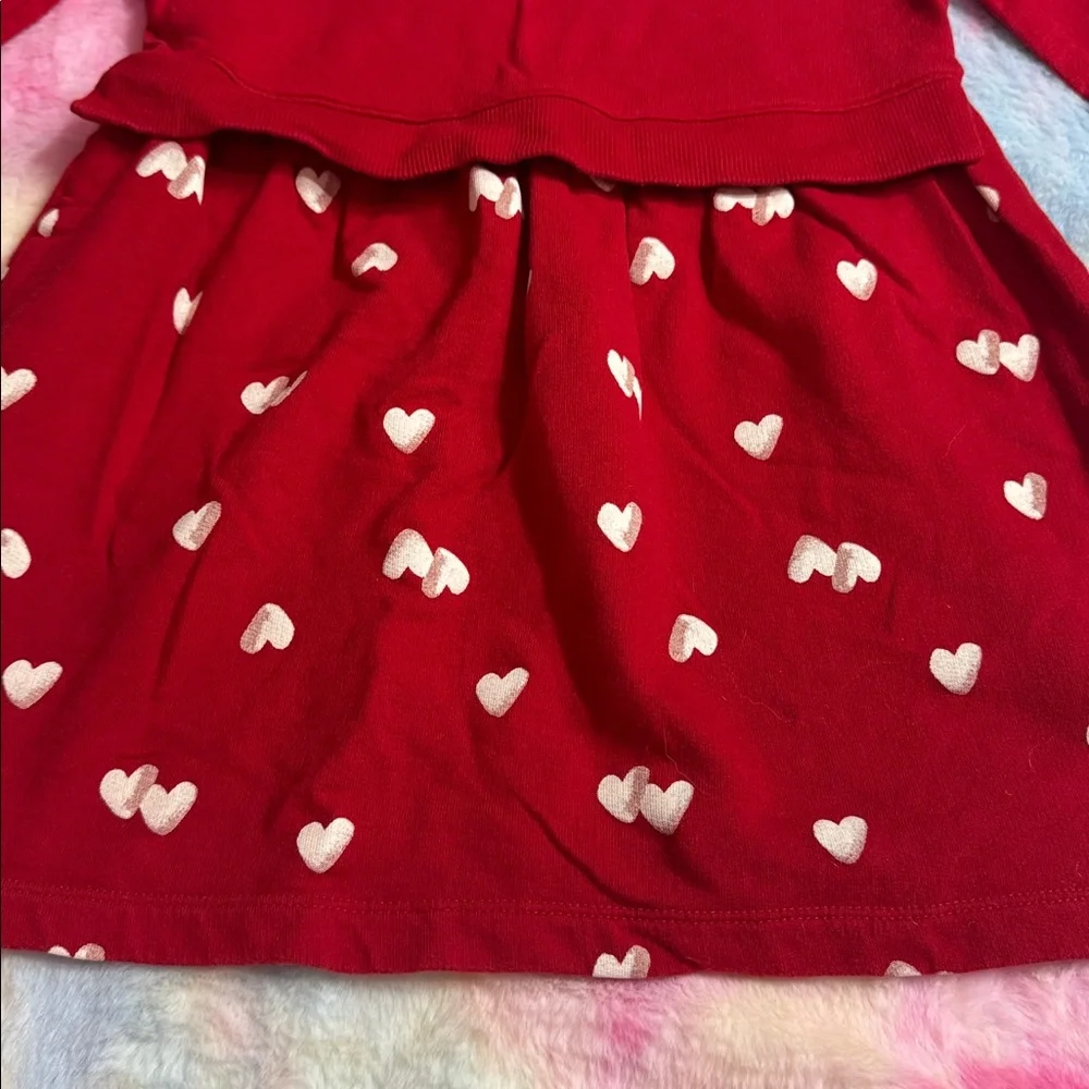 2/$10 Girls 4T Red Heart Print Kids Dress